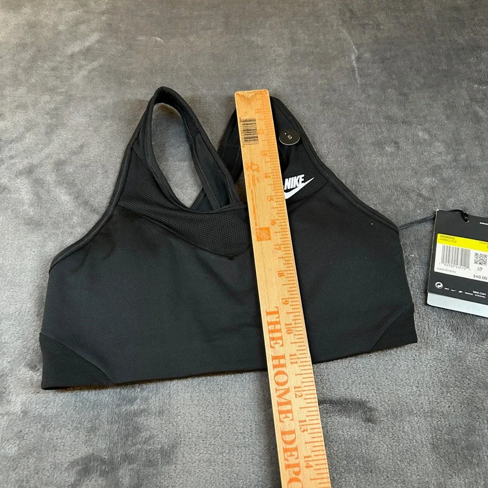 Nike Swoosh Sports Bra Medium Support Training Fitness Black Womens‎ Small NWT